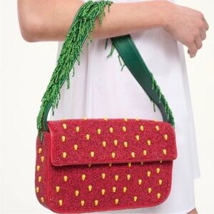 Staud Tommy Beaded Bag in Strawberry Dream